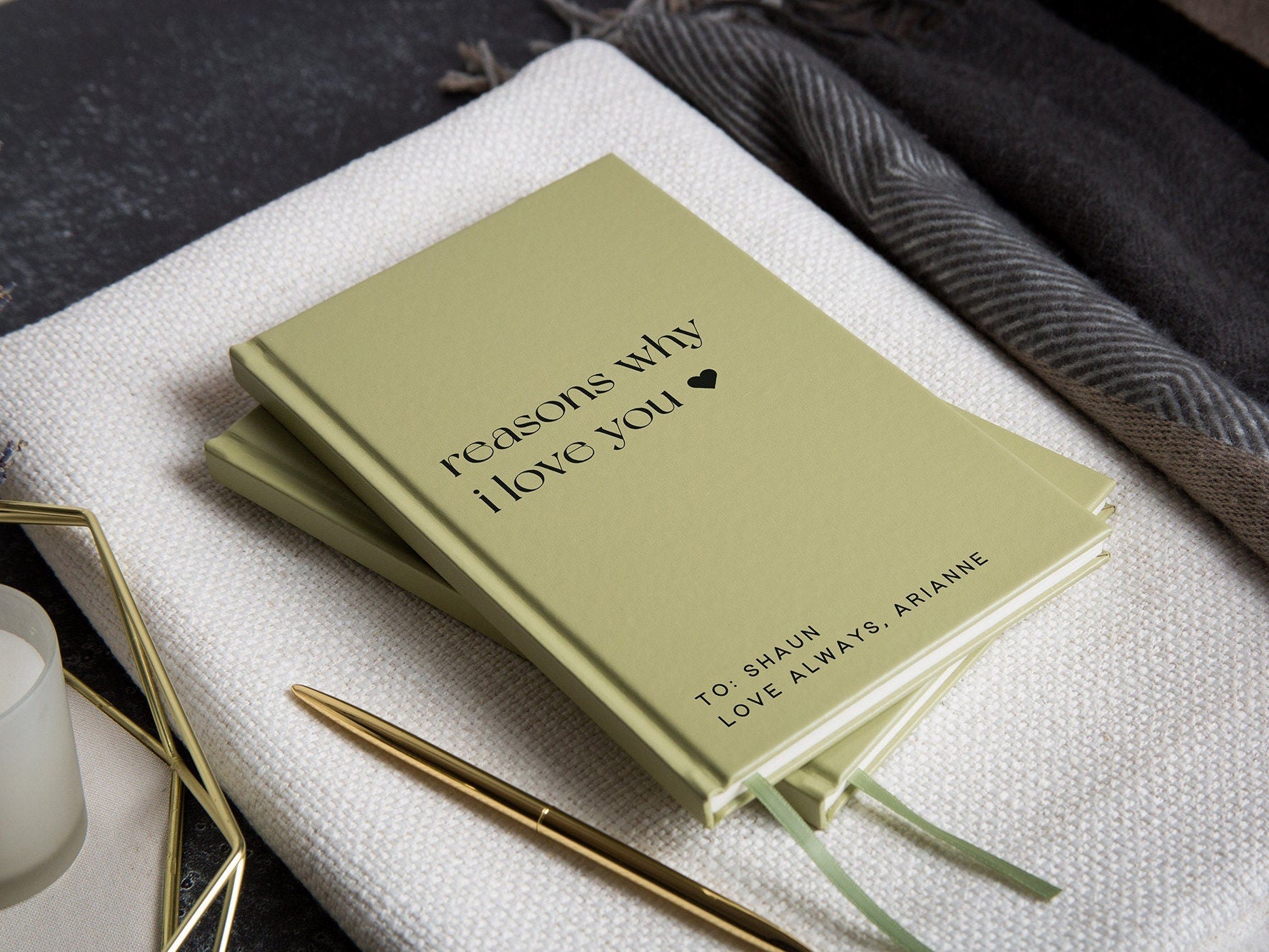 Reasons Why I Love You 3 Lined Notebook - Custom Anniversary Gifts, Engagement Gift, Wedding Present, Romantic Proposal Letter Gift for Her