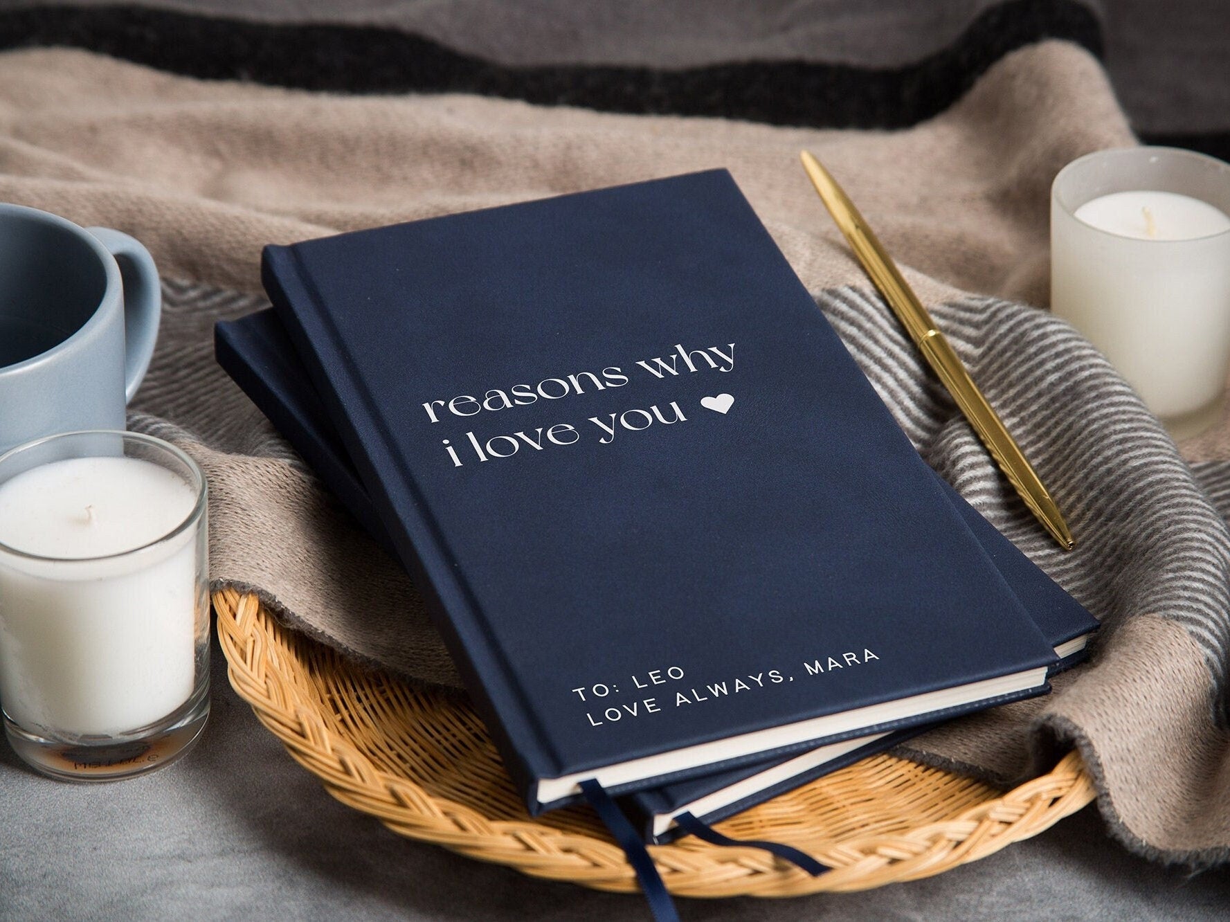 Reasons Why I Love You 3 Lined Notebook - Custom Anniversary Gifts, Engagement Gift, Wedding Present, Romantic Proposal Letter Gift for Her