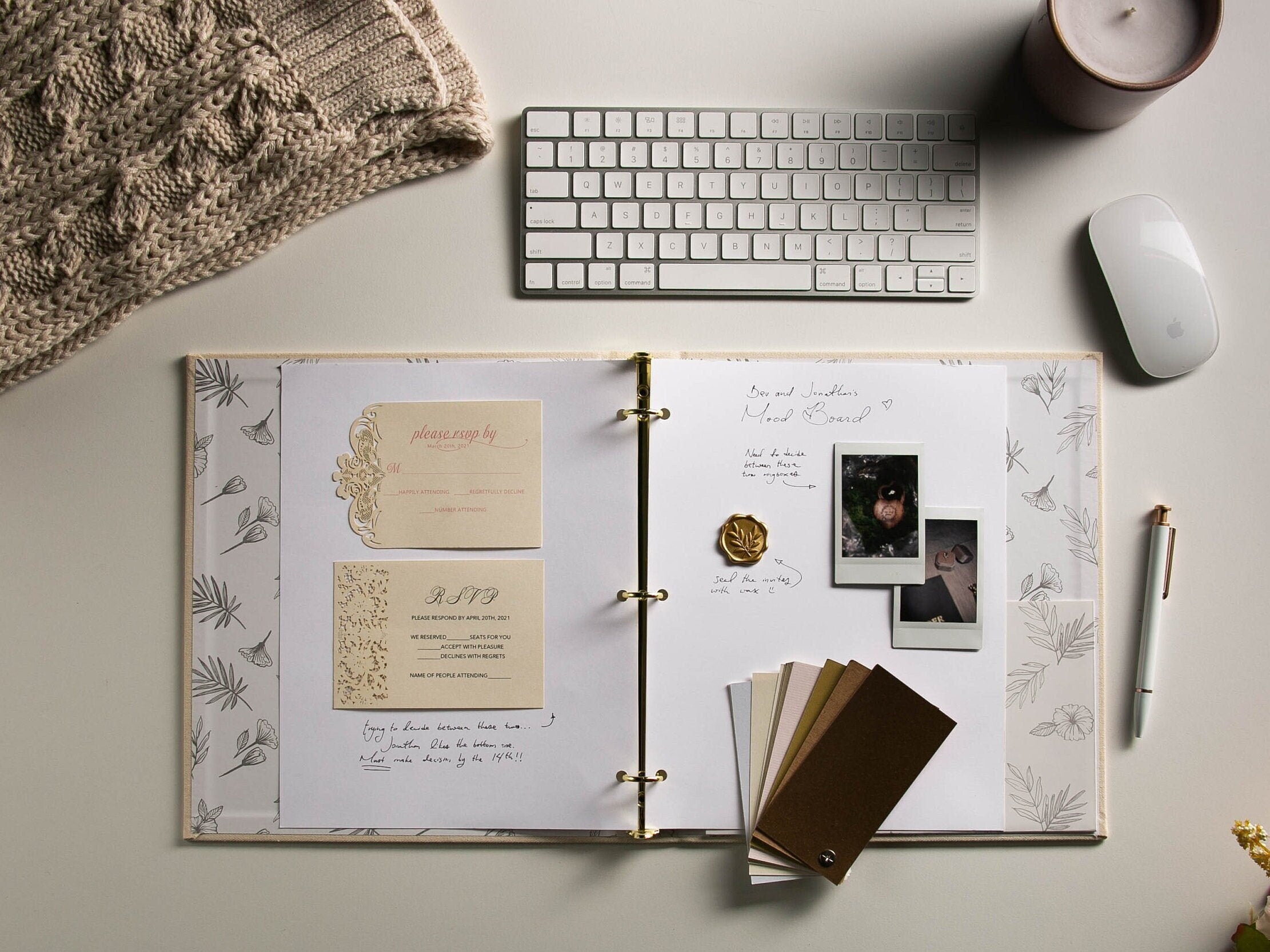 Wedding 3 Ring Linen Binder (Design 2)