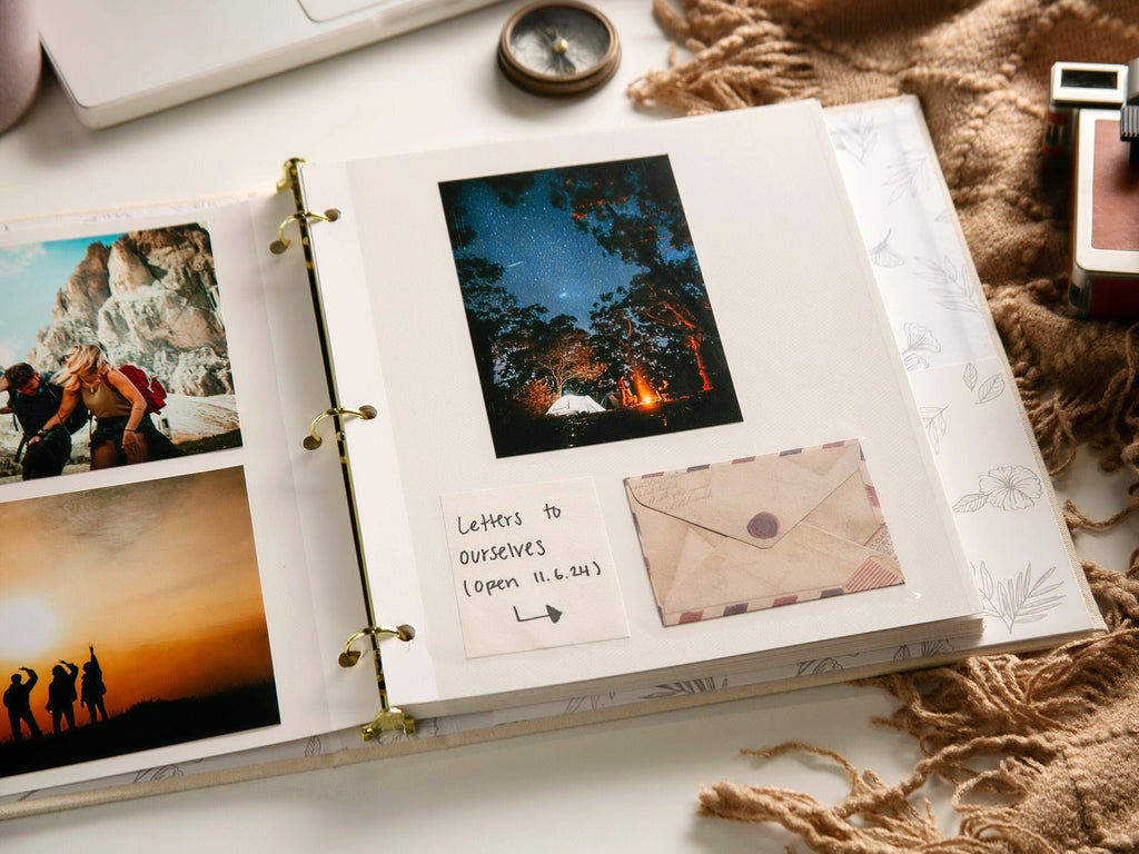 Self Stick Linen Photo Album Binder (D9) - Wedding Guestbook Album Scrapbook Anniversary Love Story Book w/ Refillable Peel-and-stick Pages
