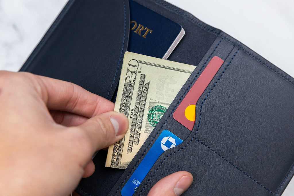 Embossed Leather Passport Holder - Custom Name Travel Wallet, Company Corporate Business Retiree Gifts, Personalized Wedding Travel Gift