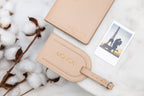 Embossed Leather Passport Holder & Embossed Luggage Tag (SET) - Travel Card Wallet, 3rd Wedding Anniversary Gift, Custom Gift for Family
