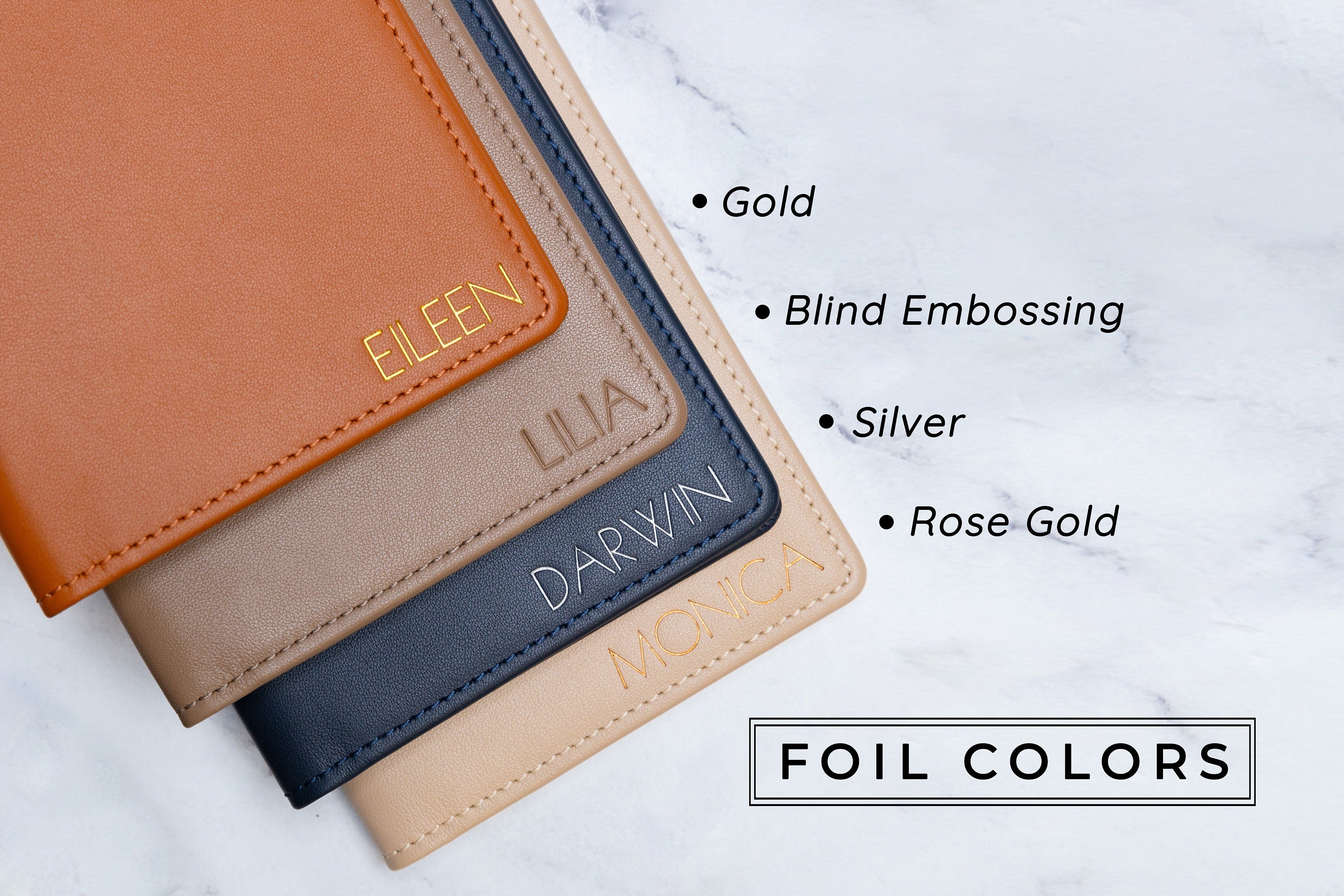 Embossed Leather Passport Holder - Custom Name Travel Wallet, Company Corporate Business Retiree Gifts, Personalized Wedding Travel Gift