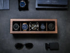 Wide Wood Watch Box (Design 1) - Custom Mens Watch Storage Case 5 Year Anniversary Wedding Engagement Gift for Husband Boyfriend Groom Dad