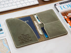 Engraved Passport Holder - leather travel wallet, 3rd wedding leather anniversary gift, wedding gift for couple, coworker or mom dad gift