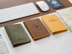 Engraved Passport Holder - leather travel wallet, 3rd wedding leather anniversary gift, wedding gift for couple, coworker or mom dad gift
