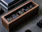 Wide Wood Watch Box (Design 2) - Personalized Watch Display Case Storage for Men Dad Husband Boyfriend Fiancé Father In Law, Teacher Gift