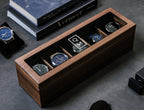 Wide Wood Watch Box (Design 9) - Personalized Monogram Watch Holder Display Case Gift Box for Boyfriend Father Husband Groom Fiancé Brother