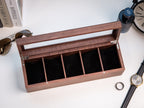Wide Wood Watch Box (Design 10) - Custom Watch Storage Display Case with Glass Lid Watch Enthusiast Gift for Men Groom Husband Boyfriend Son