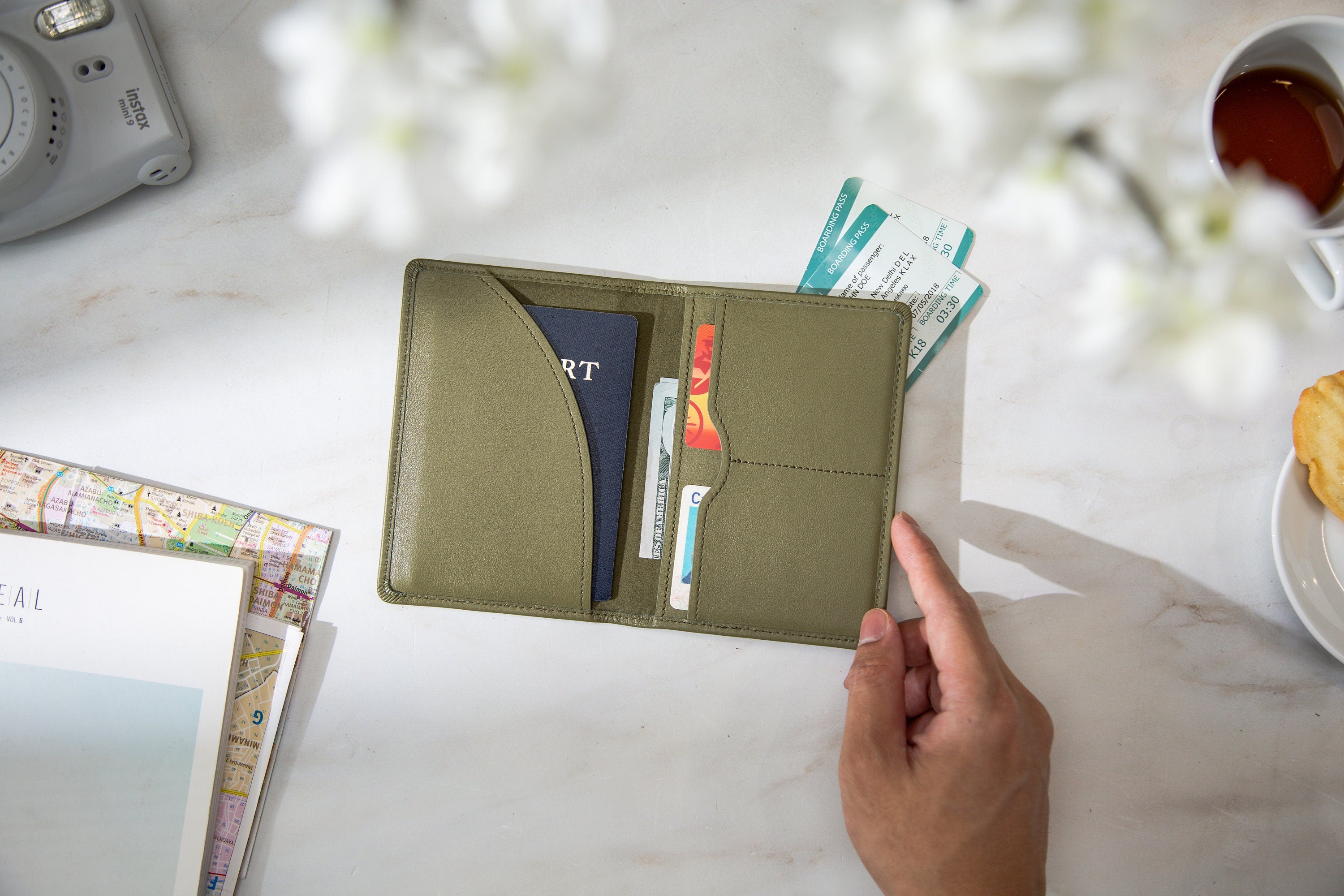 Embossed Leather Passport Holder - Custom Name Travel Wallet, Company Corporate Business Retiree Gifts, Personalized Wedding Travel Gift