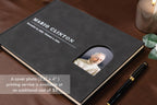 Funeral Guest Book with Photo Cover (Black - Design 2) - Memorial Sign In Guest Book, Dad Grandpa Grief Keepsake, Celebration of Life Wake