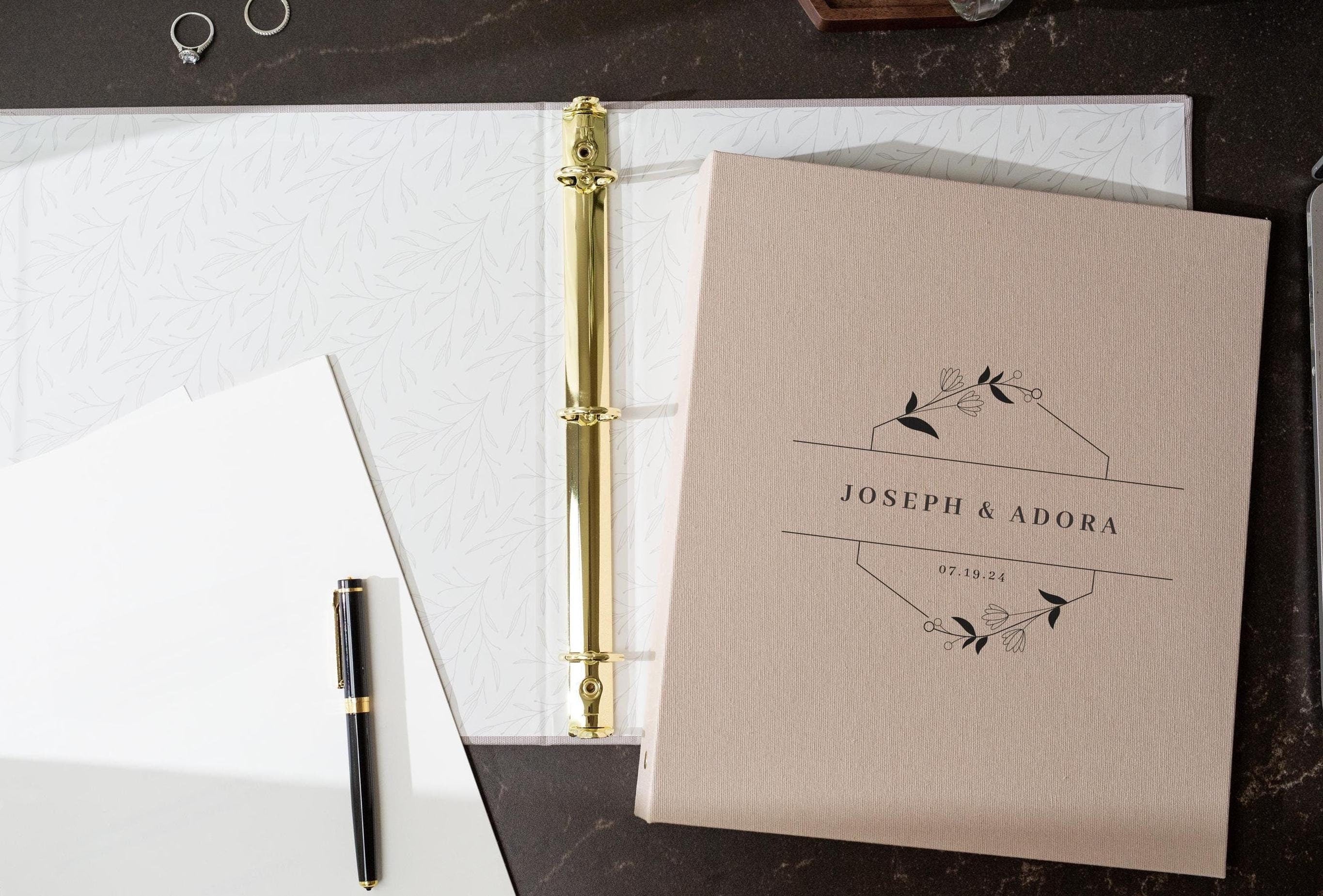 Wedding 3 Ring Linen Binder (Design 3)