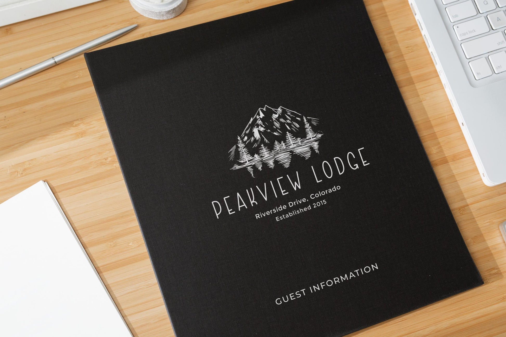 Rental 3 Ring Linen Binder (Design 3) - Refillable Welcome Book, DIY Blank Binder, Guest Information Airbnb Cabin, Rental Guestbook