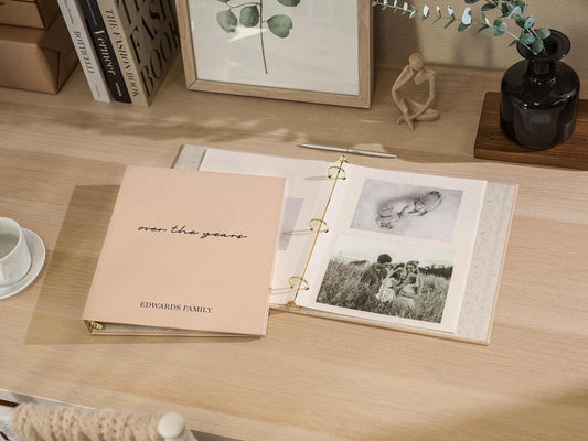 Self Stick Linen Photo Album Binder (Design 4) - DIY Refillable Blank Picture Book, Family Scrapbook, College Teacher Gift