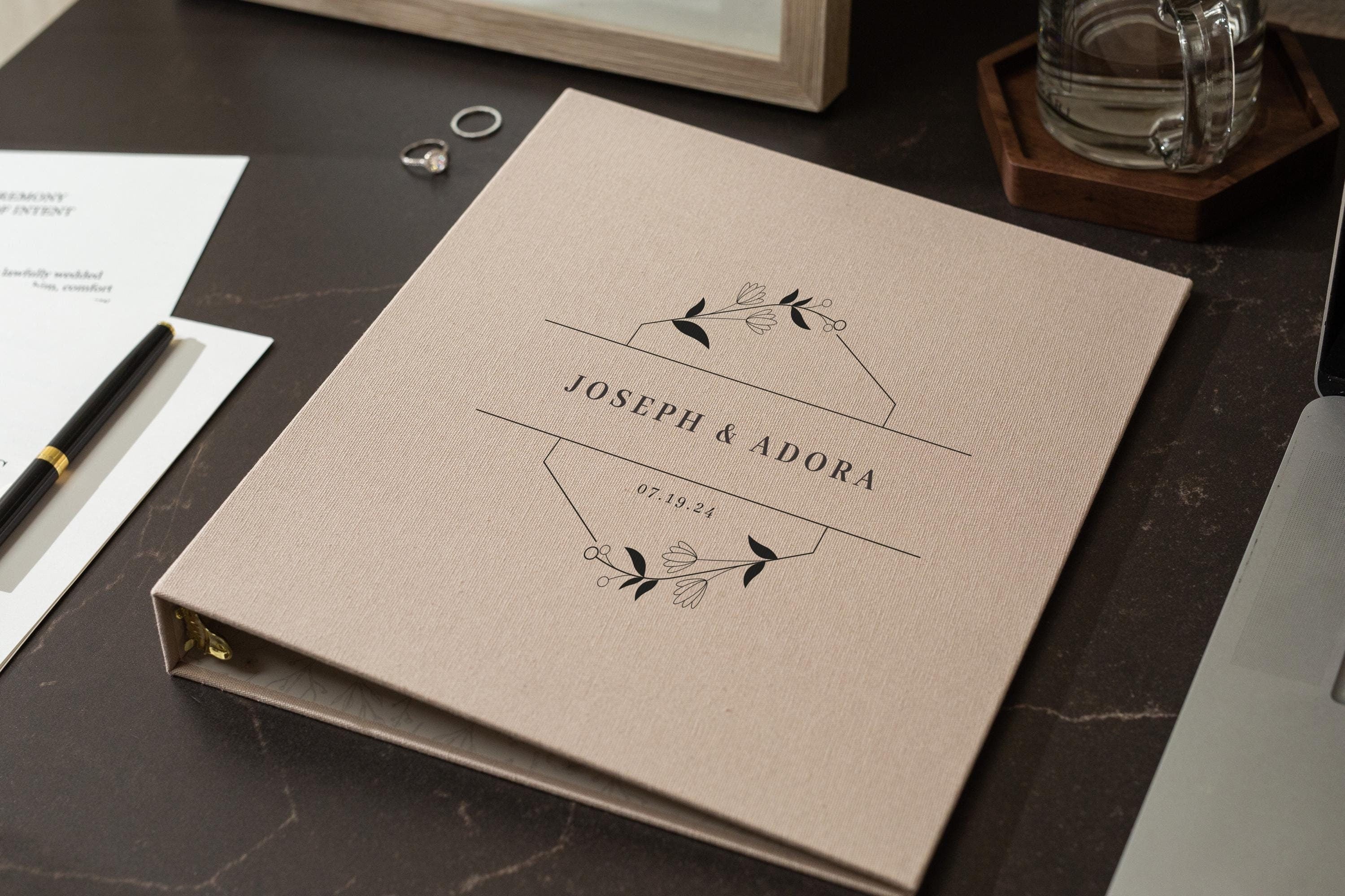 Wedding 3 Ring Linen Binder (Design 3)