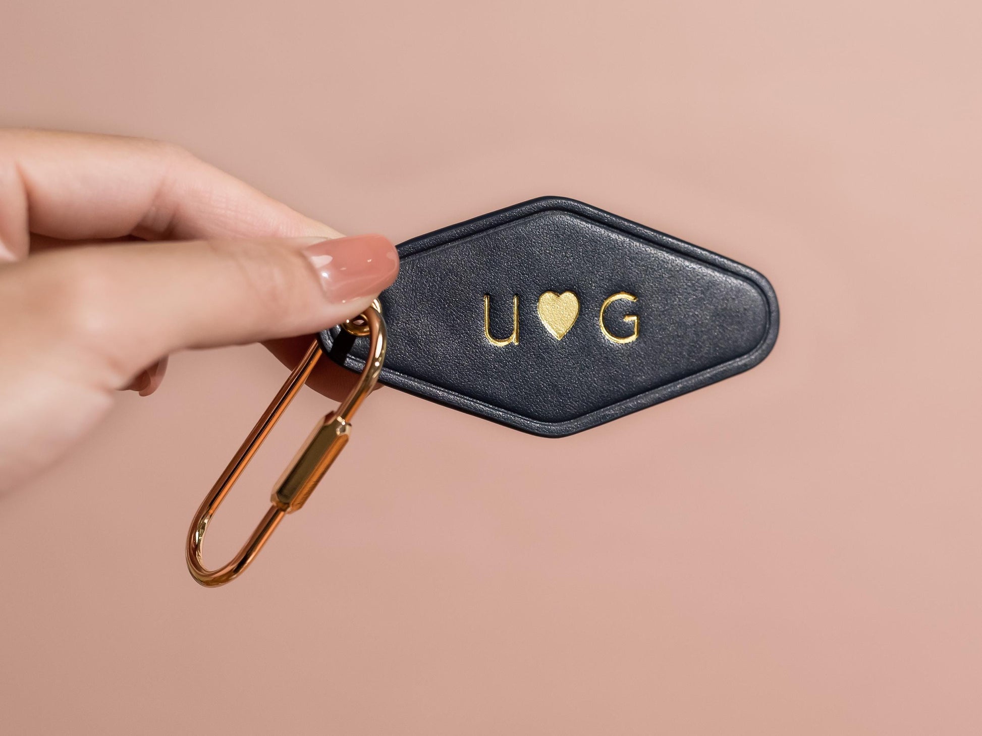 Embossed Diamond Leather Keychain (Symbols) - Mother's Day, modern key chain fob, motel keychain, travel keychain, gift from kids