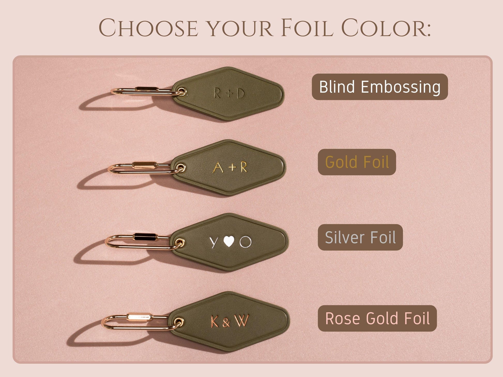 Embossed Diamond Leather Keychain (Symbols) - Mother's Day, modern key chain fob, motel keychain, travel keychain, gift from kids