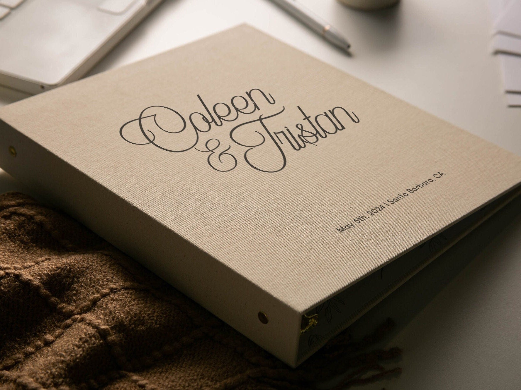 Wedding 3 Ring Linen Binder (Design 6)