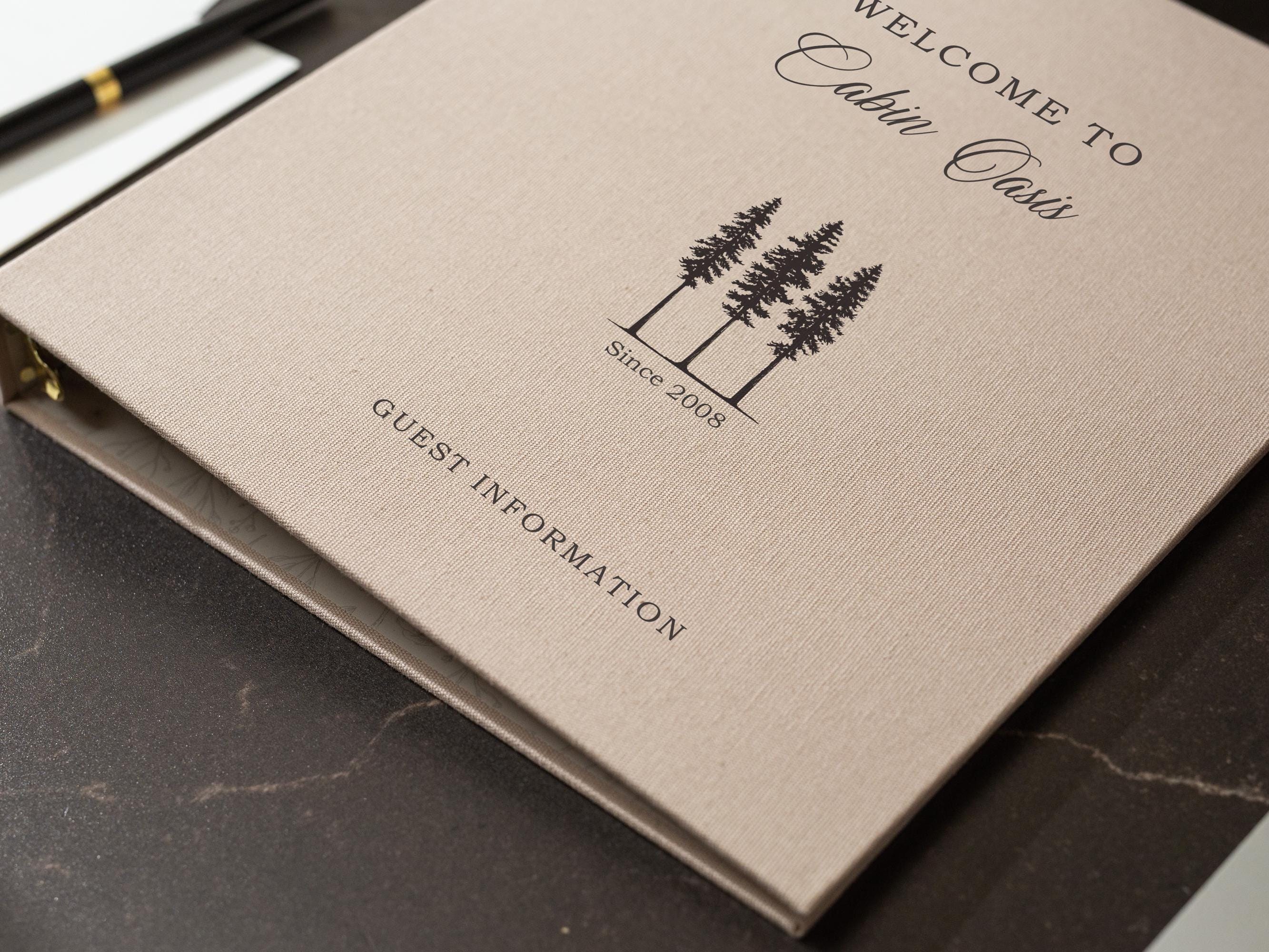 Rental 3 Ring Linen Binder (Design 2) - Refillable Welcome Book, DIY Blank Binder, Guest Information Airbnb Cabin, Rental Guestbook