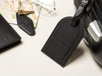 Embossed Monogram Leather Passport Holder, Luggage tag, Diamond Keychain (3 pcs Set) - Gift for wife, bride, honeymoon, 3rd anniversary