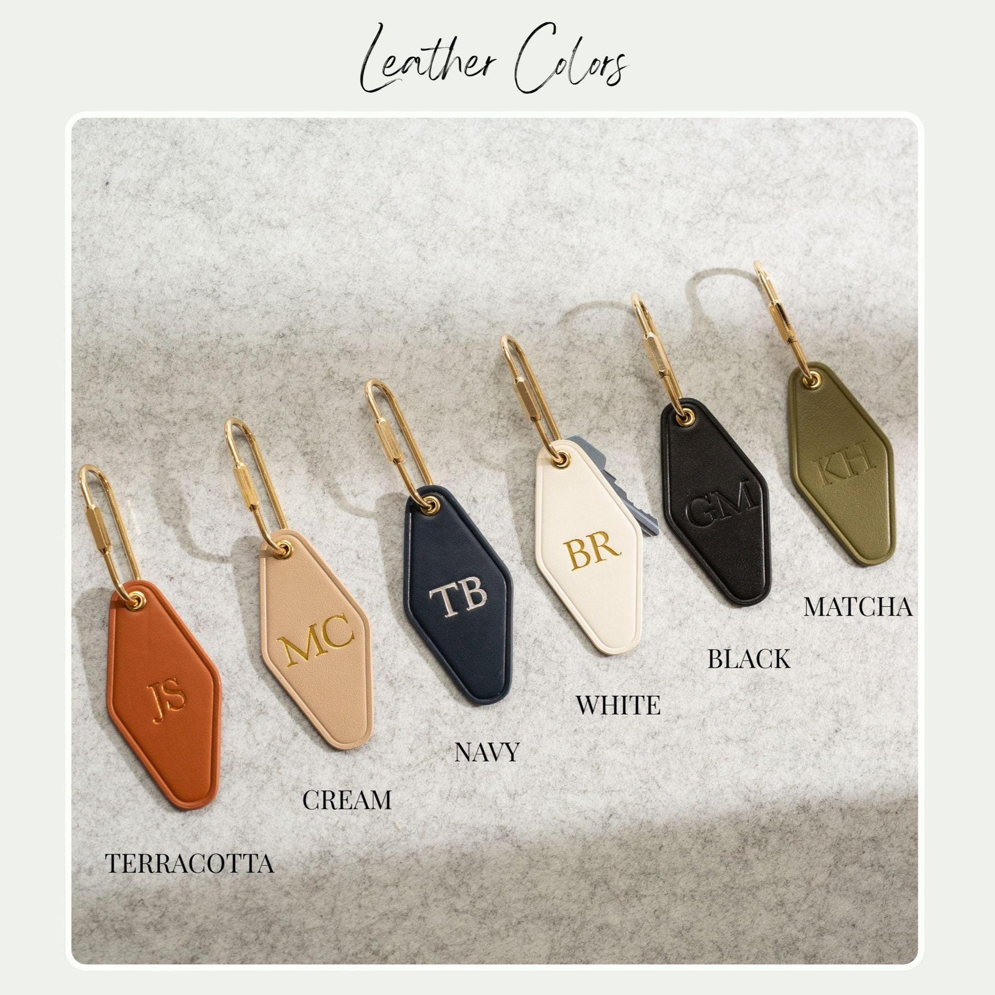 Embossed Initials diamond leather keychain w/ tassel - modern key rings, custom monogrammed vintage style personalized gift, bag charm