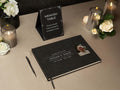 Funeral Guest Book with Photo Cover (Black - Design 4) - Celebration of Life, Memorial Service Book, Gift for Loss of Loved One