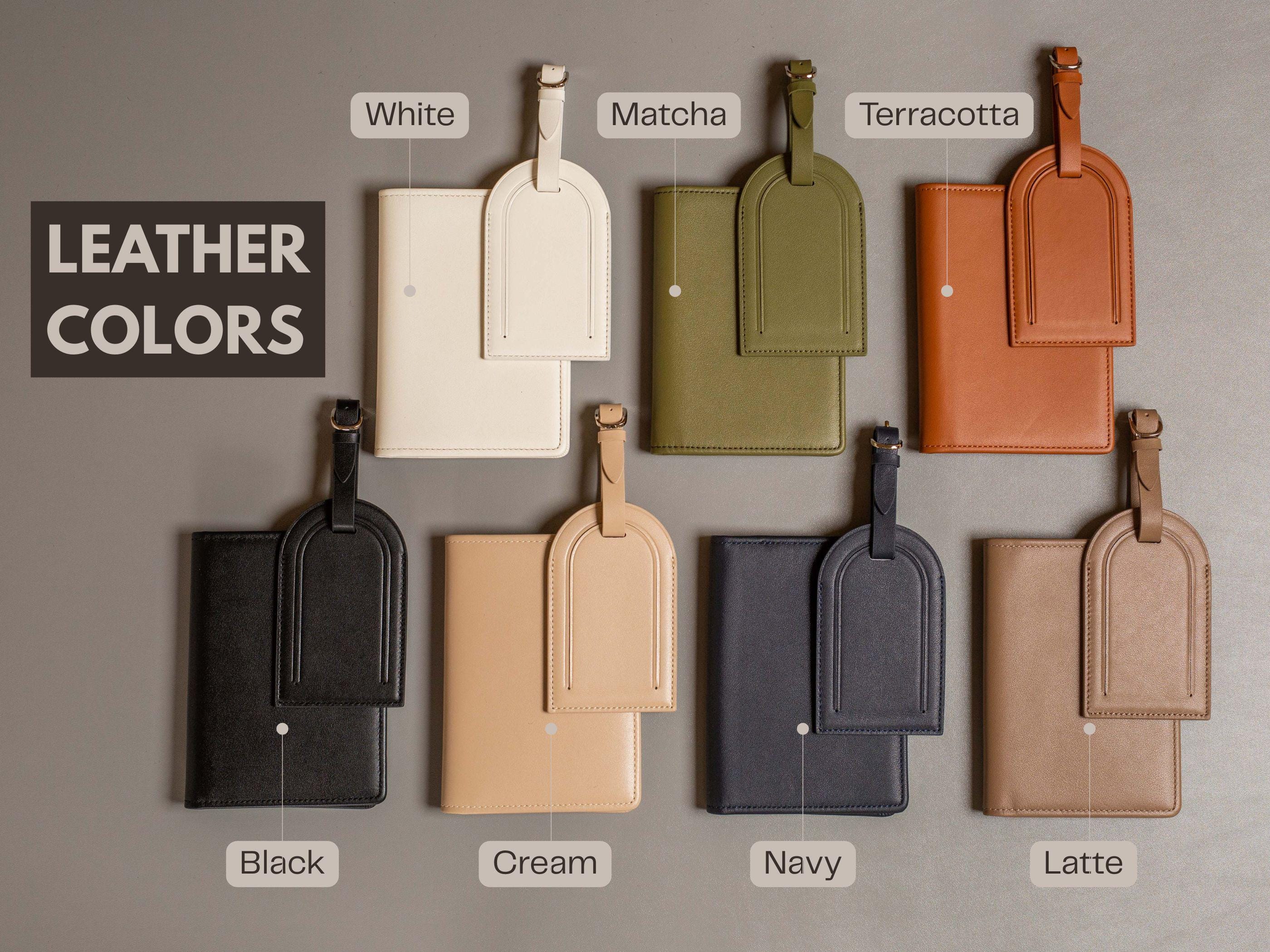 Embossed Leather Passport Holder & Embossed Luggage Tag (SET) - Travel Card Wallet, 3rd Wedding Anniversary Gift, Custom Gift for Family