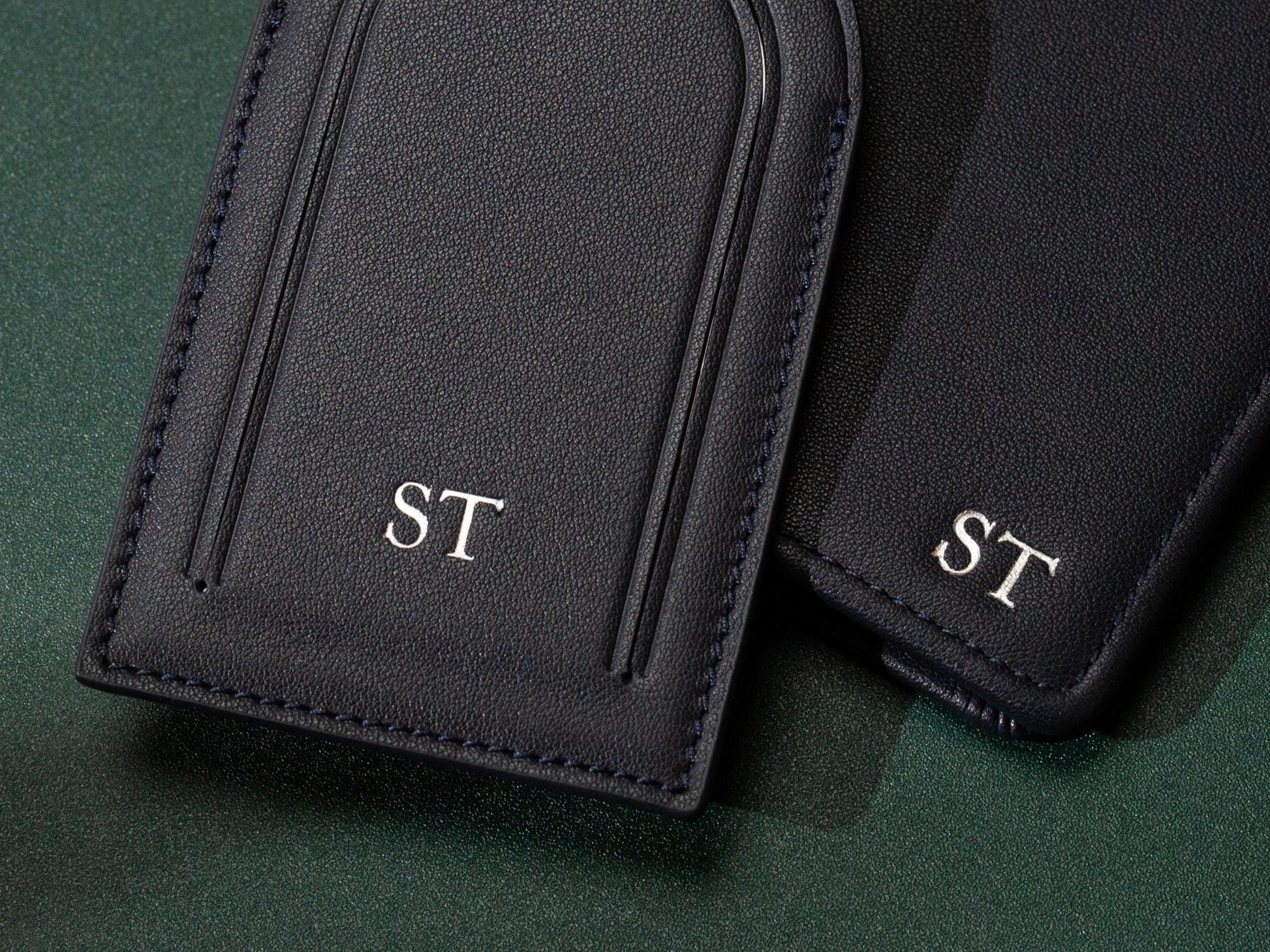 Embossed Leather Passport Holder & Luggage Tag Set (Small Kennerly) - Custom monogram gift personalized wedding couples honeymoon engagement