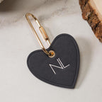 Embossed Heart Leather Keychain - genuine leather, modern key rings, custom monogrammed cute personalized key chain gift, girlfriend wife