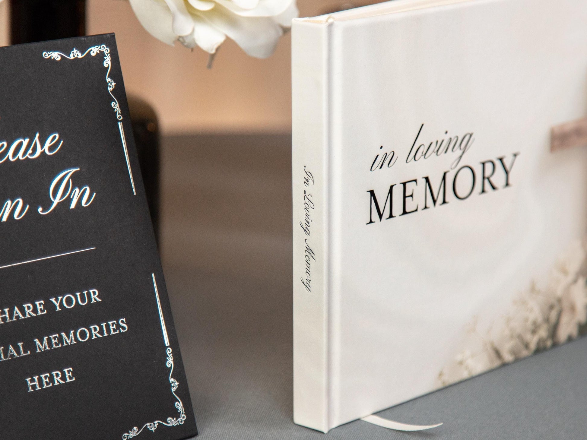 Cross Hardcover Funeral Guest Book Set - Comes with pen, photo corners, sign, box, Celebration of Life Memorial Service Condolences RTS