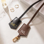 Embossed Leather Clochette (Large Initials) - Bell Key holder, personalized bag tag, purse charm, tote accessory, custom monogrammed gift