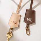 Embossed Leather Clochette (Large Initials) - Bell Key holder, personalized bag tag, purse charm, tote accessory, custom monogrammed gift