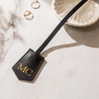 Embossed Leather Clochette (Large Initials) - Bell Key holder, personalized bag tag, purse charm, tote accessory, custom monogrammed gift