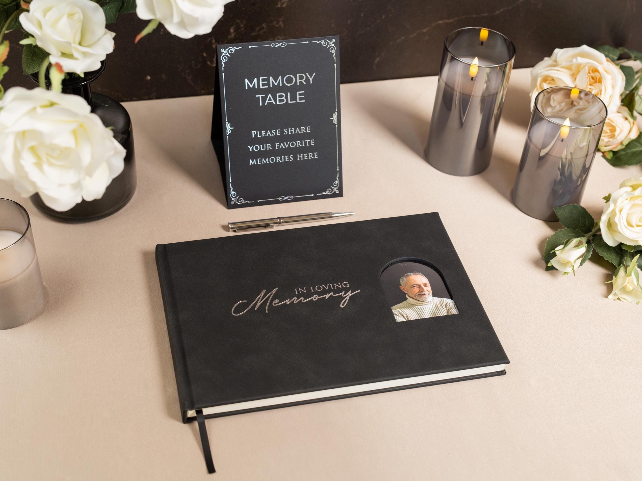 Ready To Ship Photo Insert Cover Funeral Guest Book Set - Celebration of Life, Memorial Service Book, Gift for Loss of Loved One Condolences