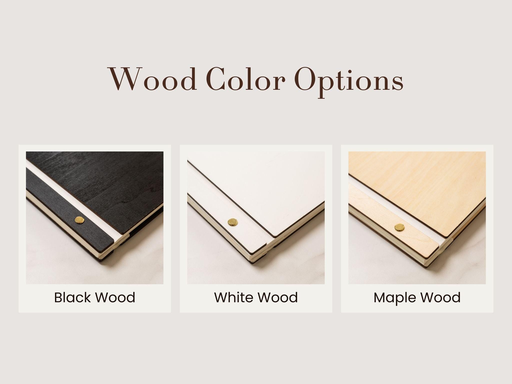 Wooden Luxe Photo Book (D10) - 11.5x8.5 Custom Guestbook Scrapbook Memory Keepsake Storage Cards Pictures Vacation Couples Travel Album Gift