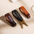 Embossed Leather Strap Keychain (XS Name) - Custom Key Ring Holder, Personalized Leather Gift, Slim Keyholder, Handheld, Gift for Busy Dad