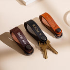 Embossed Leather Strap Keychain (XS Name) - Custom Key Ring Holder, Personalized Leather Gift, Slim Keyholder, Handheld, Gift for Busy Dad