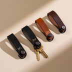 Embossed Leather Strap Keychain (XS Initials) - Custom Key Ring Holder, Personalized Leather Gift, Slim Keyholder, Handheld