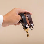 Embossed Leather Strap Keychain (XS Initials) - Custom Key Ring Holder, Personalized Leather Gift, Slim Keyholder, Handheld