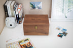 Wood Storage Box w/ Hinge Lid (D10) - Engraved Wedding Keepsake Memory Box Wedding Photos Cards, Engagement Gift, Anniversary Gift Couples