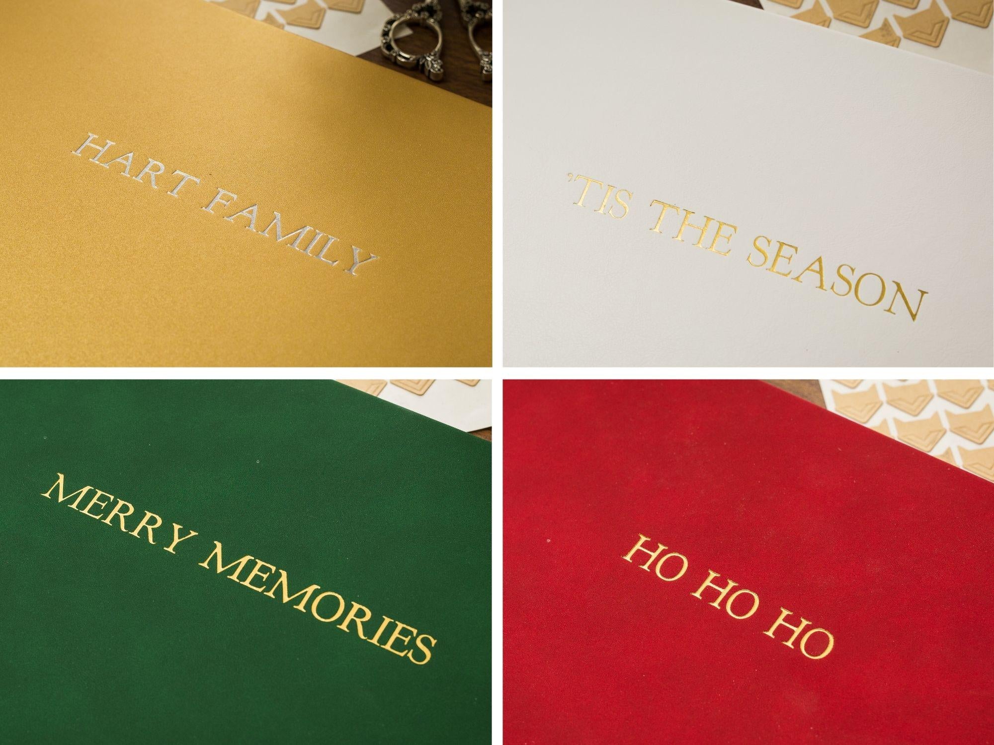 Embossed Holiday Memory Book - 11.5 x 8.5 Custom Blank Book, Personalized Keepsake, Christmas Cards Through the Years, Family Album, Red