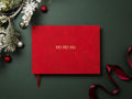 Embossed Holiday Memory Book - 11.5 x 8.5 Custom Blank Book, Personalized Keepsake, Christmas Cards Through the Years, Family Album, Red