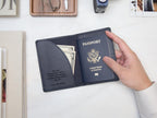 Nappa Passport Holder - Engraved Custom Name Message Genuine Leather Anniversary Gift Business Traveler Best Friend College Study Abroad