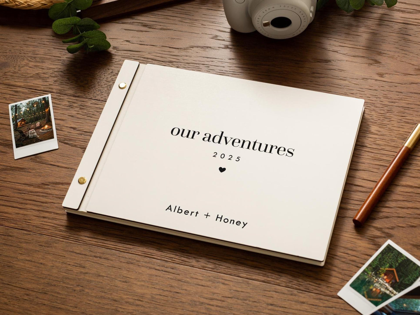Wooden Luxe Adventures Photo Book (D11) - 11.5x8.5 Custom Scrapbook Memory Vacation Album Keepsake Travel Anniversary Christmas 2025 Gift