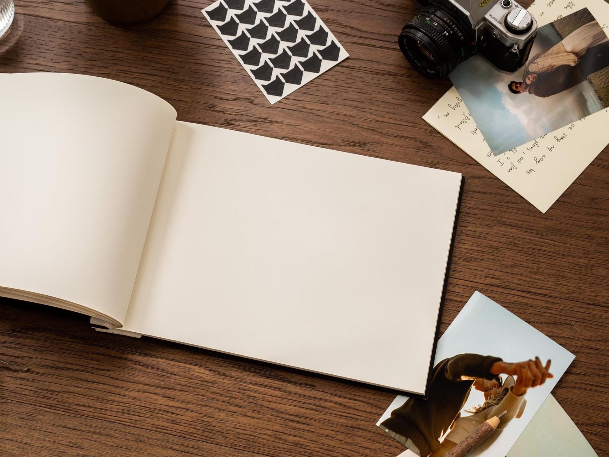 Wooden Luxe Photo Guest Book (D6) - 11.5x8.5 DIY Custom Airbnb Tropical Home Vacation Rental Instax Polaroid Picture Travel Memory Scrapbook