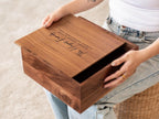 10x10 Walnut Memory Box (D2) - Personalized Family Memories Keepsake Heirloom Baby Box Gift for Grandparents Parents Mom Photo Album Storage
