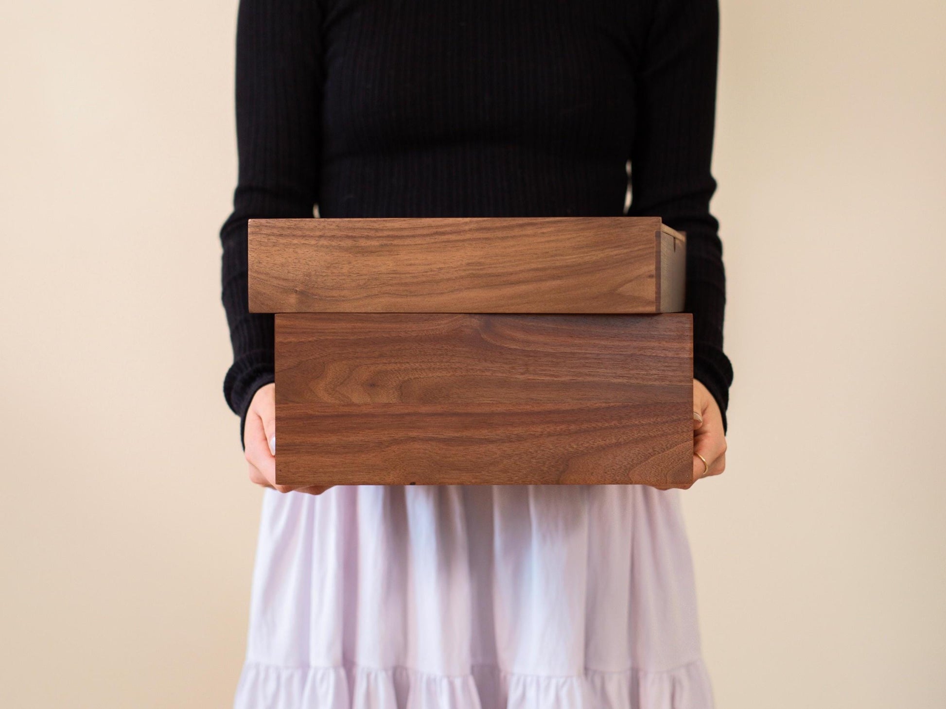 10x10 Walnut Memory Box (D1) - Custom Engraved Wedding Memories Trunk Photos Cards Storage Couples Gift Engagement Anniversary 2025 Keepsake