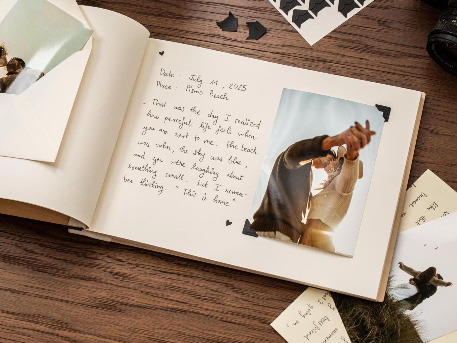 Wooden Luxe Adventures Photo Book (D11) - 11.5x8.5 Custom Scrapbook Memory Vacation Album Keepsake Travel Anniversary Christmas 2025 Gift