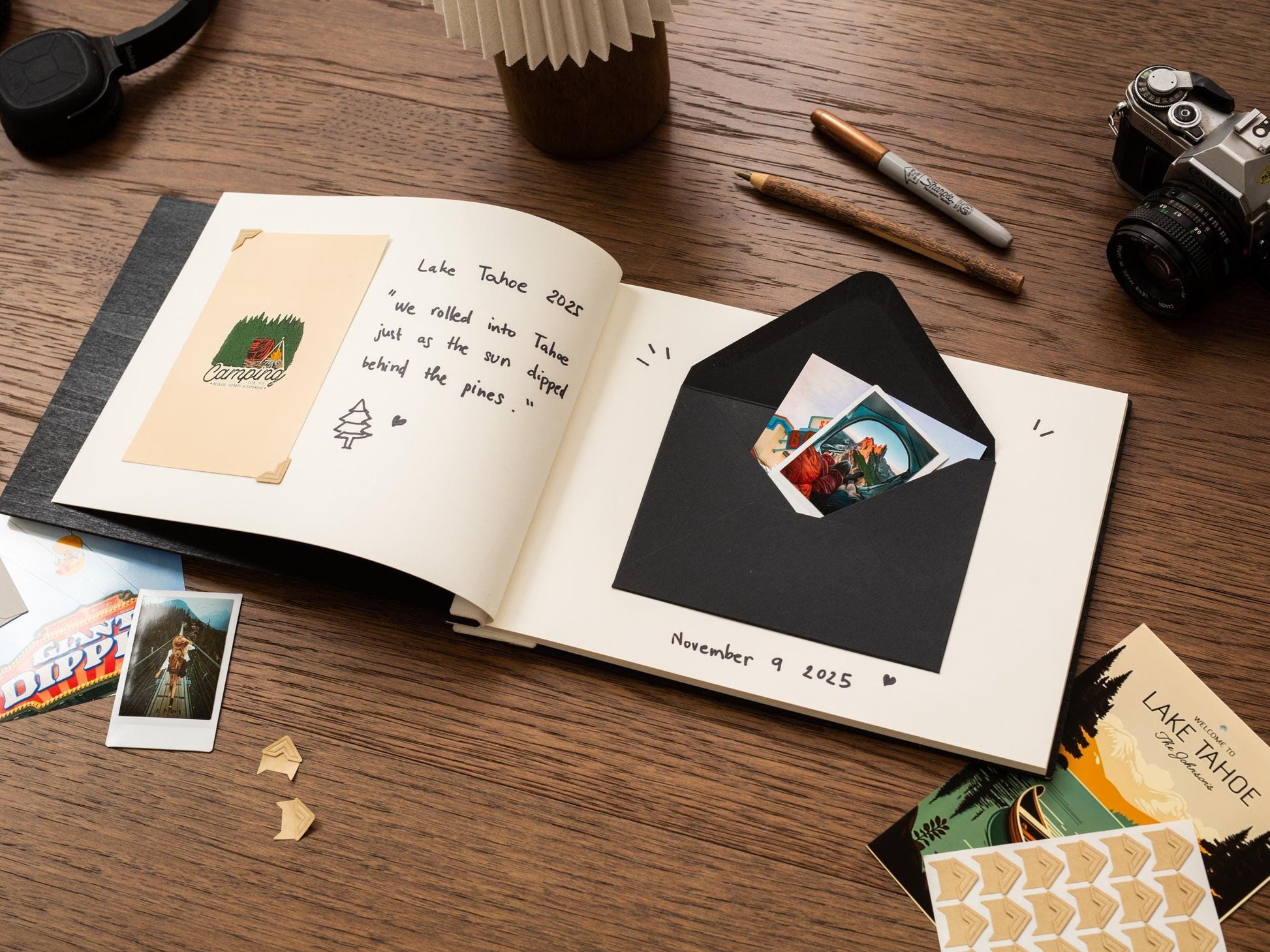 Wooden Luxe Adventures Photo Book (D11) - 11.5x8.5 Custom Scrapbook Memory Vacation Album Keepsake Travel Anniversary Christmas 2025 Gift