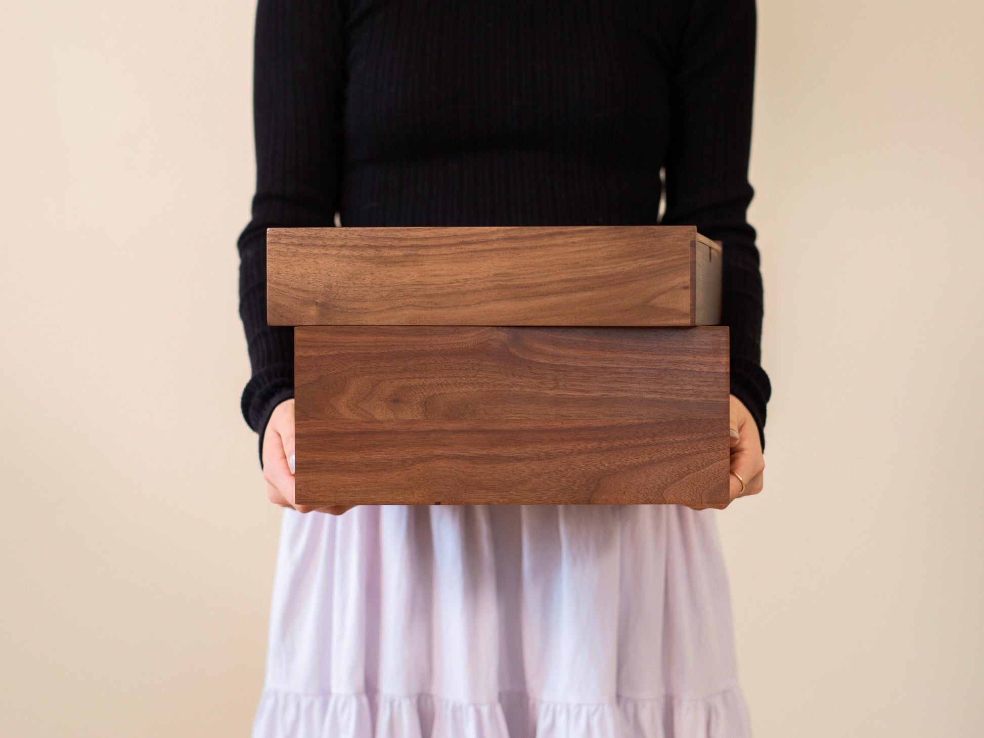 10x10 Walnut Memory Box (D4) - Custom Engraved In Loving Memory Memorial, Keepsakes of a Loved One, Bereavement Funeral Celebration of Life